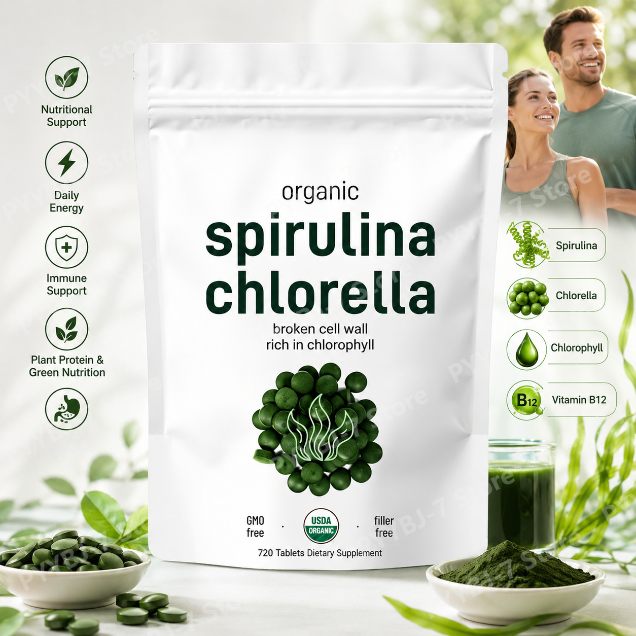 Spirulina Tablet Organic - Tabletki Spirulina Chlorella Organiczny Suplement Diety